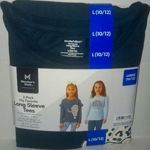 Member's Mark Girls My Favorite Long Sleeve Tees 2 Pack NWT New Large 10/12